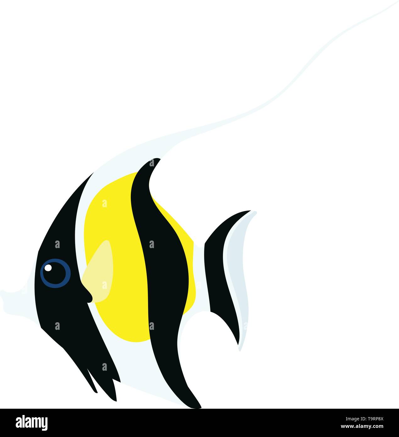 vector flat cartoon animal clip art moorish idol fish Stock Vector