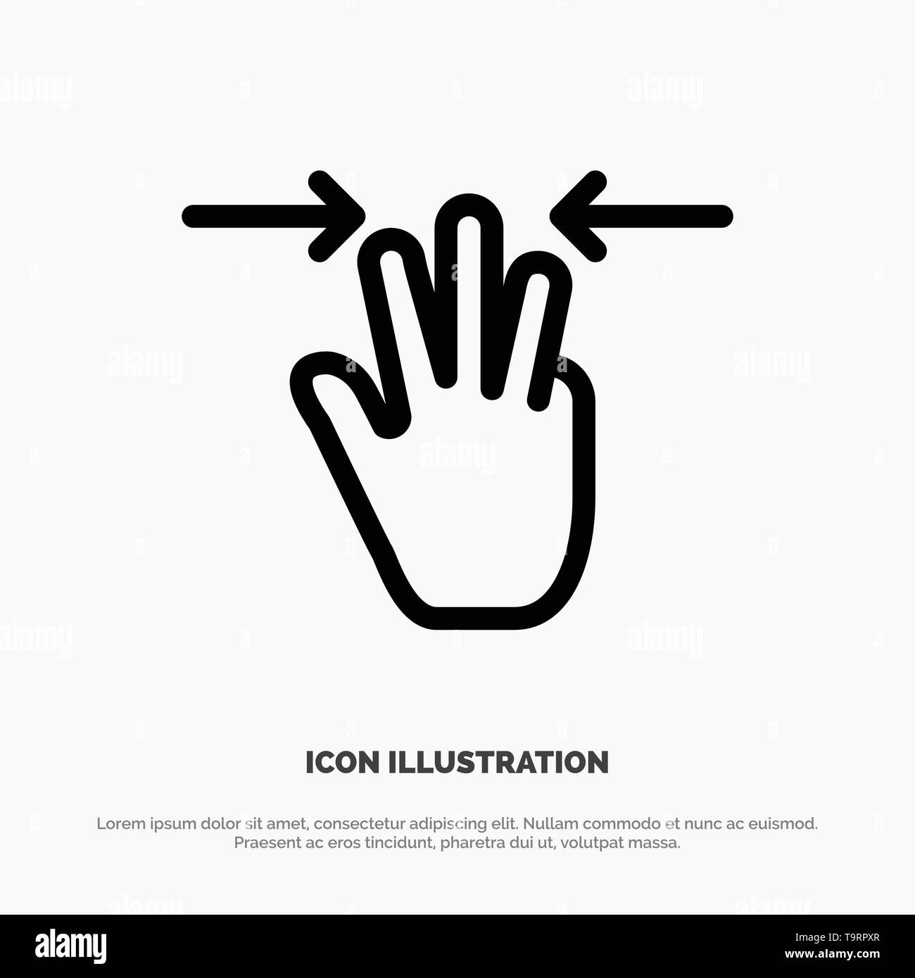 Gestures, Hand, Mobile, Three Fingers Line Icon Vector Stock Vector