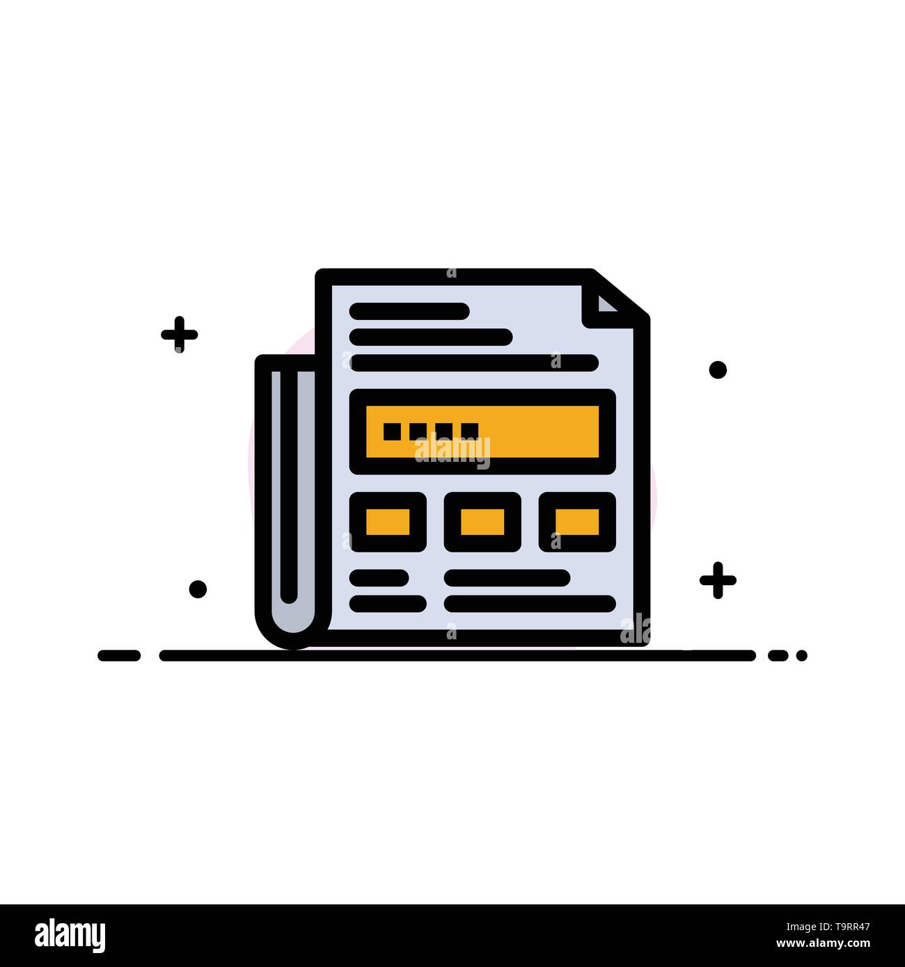 Newspaper Ad Paper Headline Business Flat Line Filled Icon