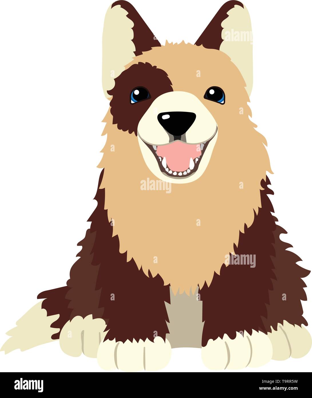 vector flat cartoon animal clip art puppy dog Stock Vector