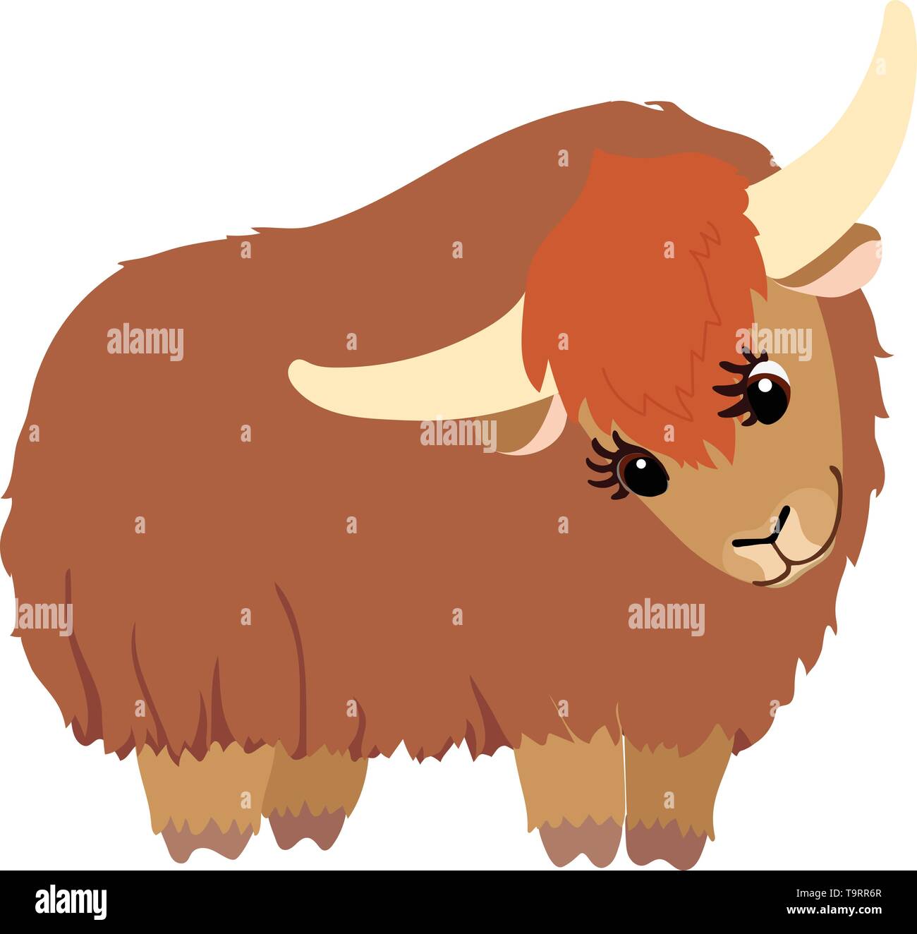 vector flat cartoon animal clip art lovely yak Stock Vector