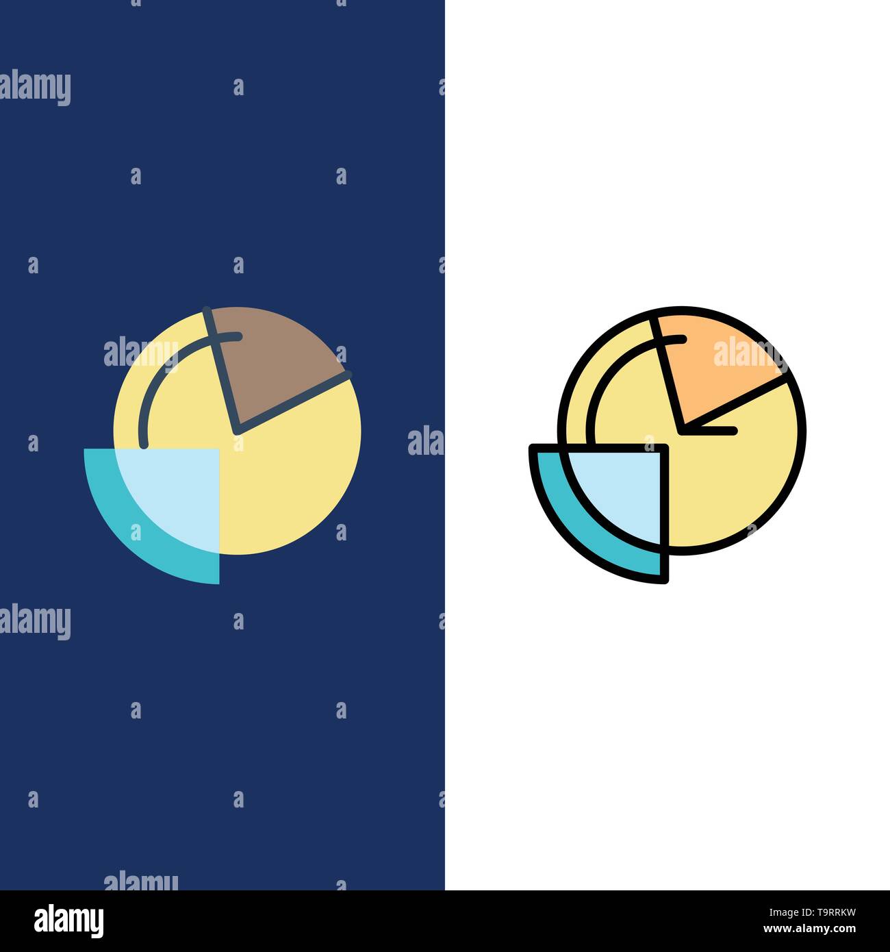 Analysis, Chart, Data, Diagram, Monitoring Icons. Flat and Line Filled Icon Set Vector Blue