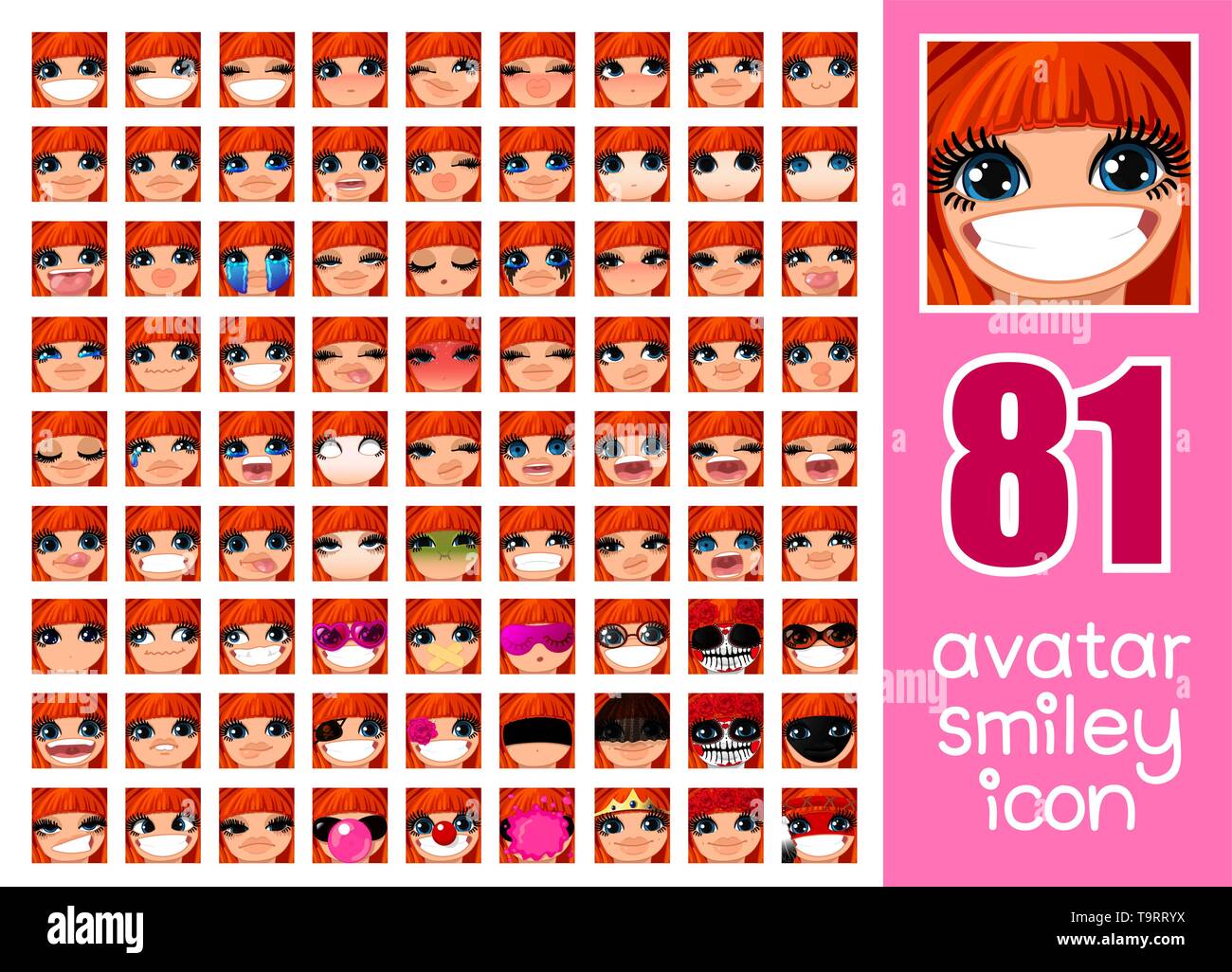 vector SET-81 social media avatars for girl Stock Vector Image & Art ...