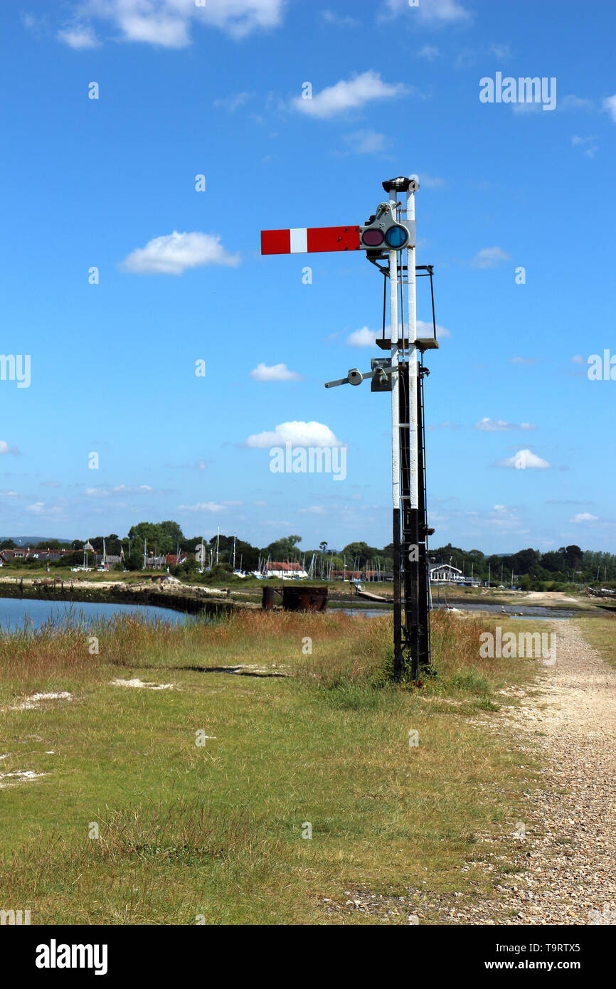 The signal post, near the old Hayling Billy Line on Hayling Island, Hampshire, England Stock Photo