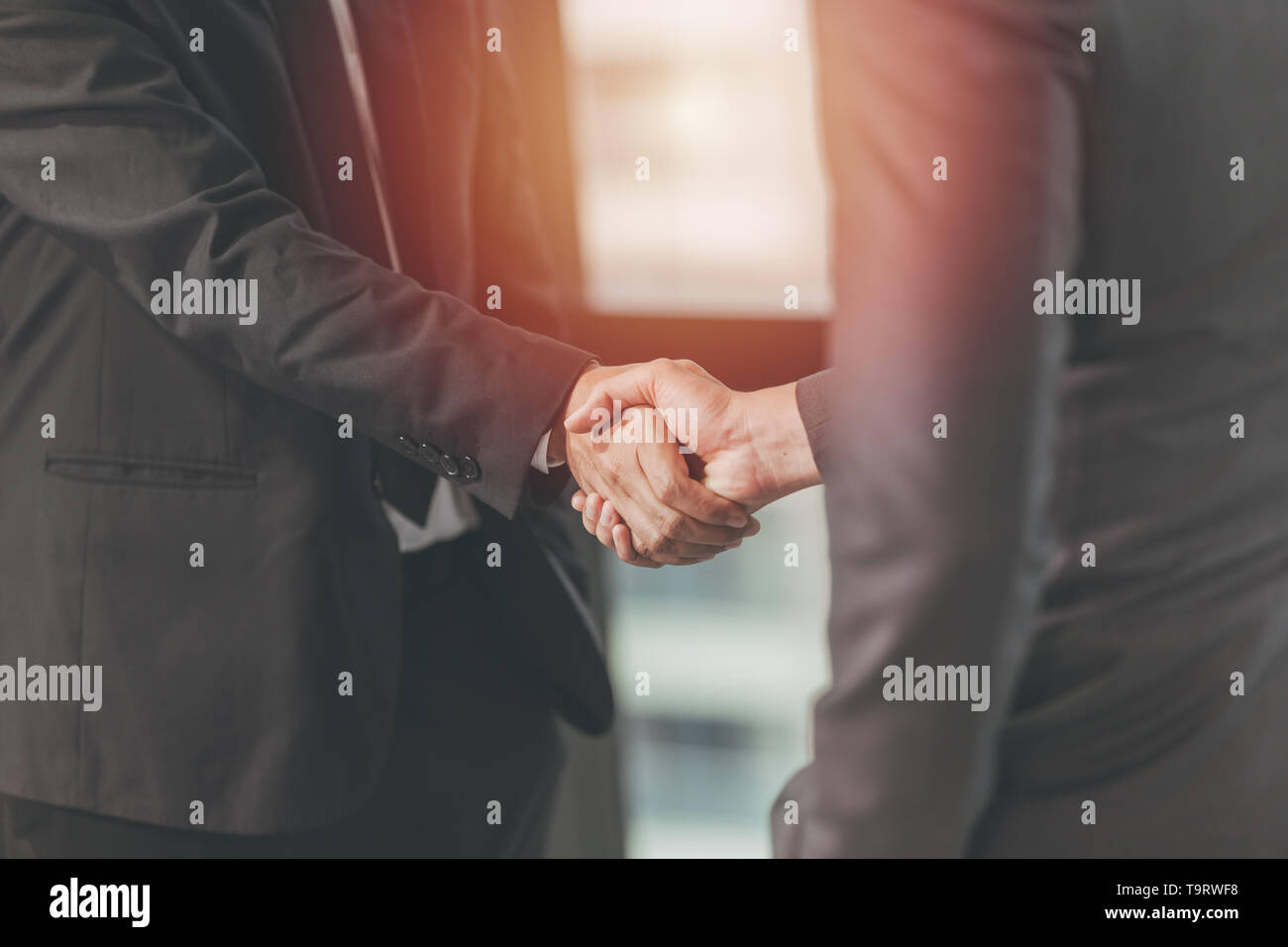 Businessman Shaking hand, Project Deal Together, Business Job Done Concept Stock Photo