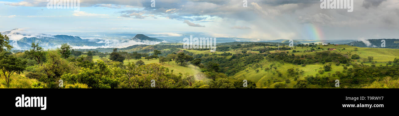 Panoramic view of scenic landscape near Rincon de la Vieja National Park in Costa Rica Stock Photo