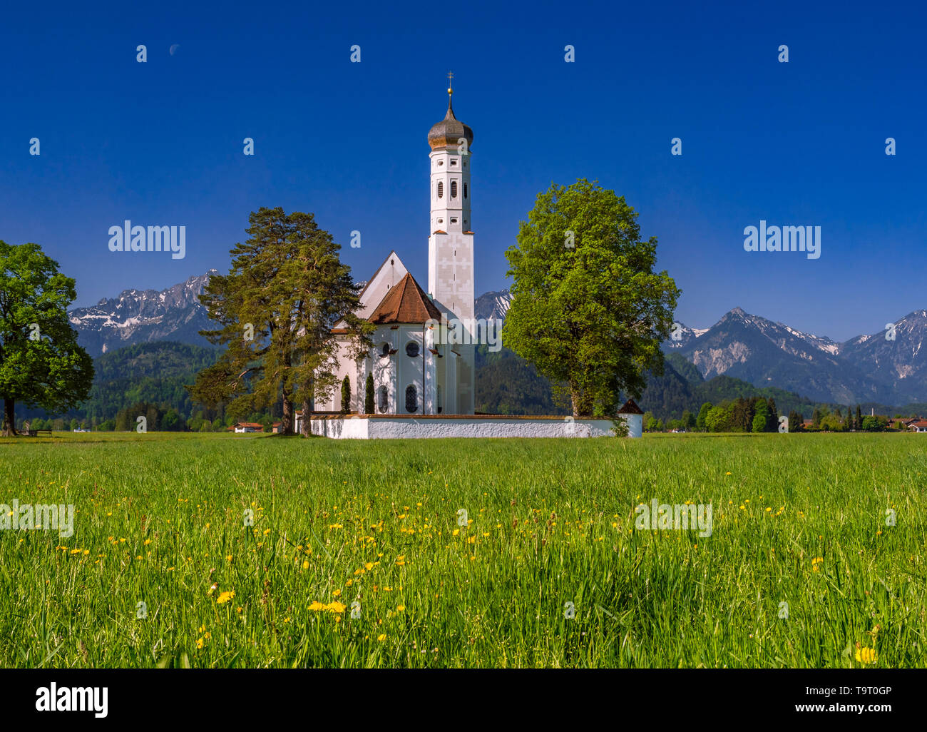 Pilgrimage church Saint Coloman with feet, Ostallgäu, Allgäu, Bavaria, Germany, Europe, Wallfahrtskirche St. Coloman bei Füssen, Bayern, Deutschland,  Stock Photo