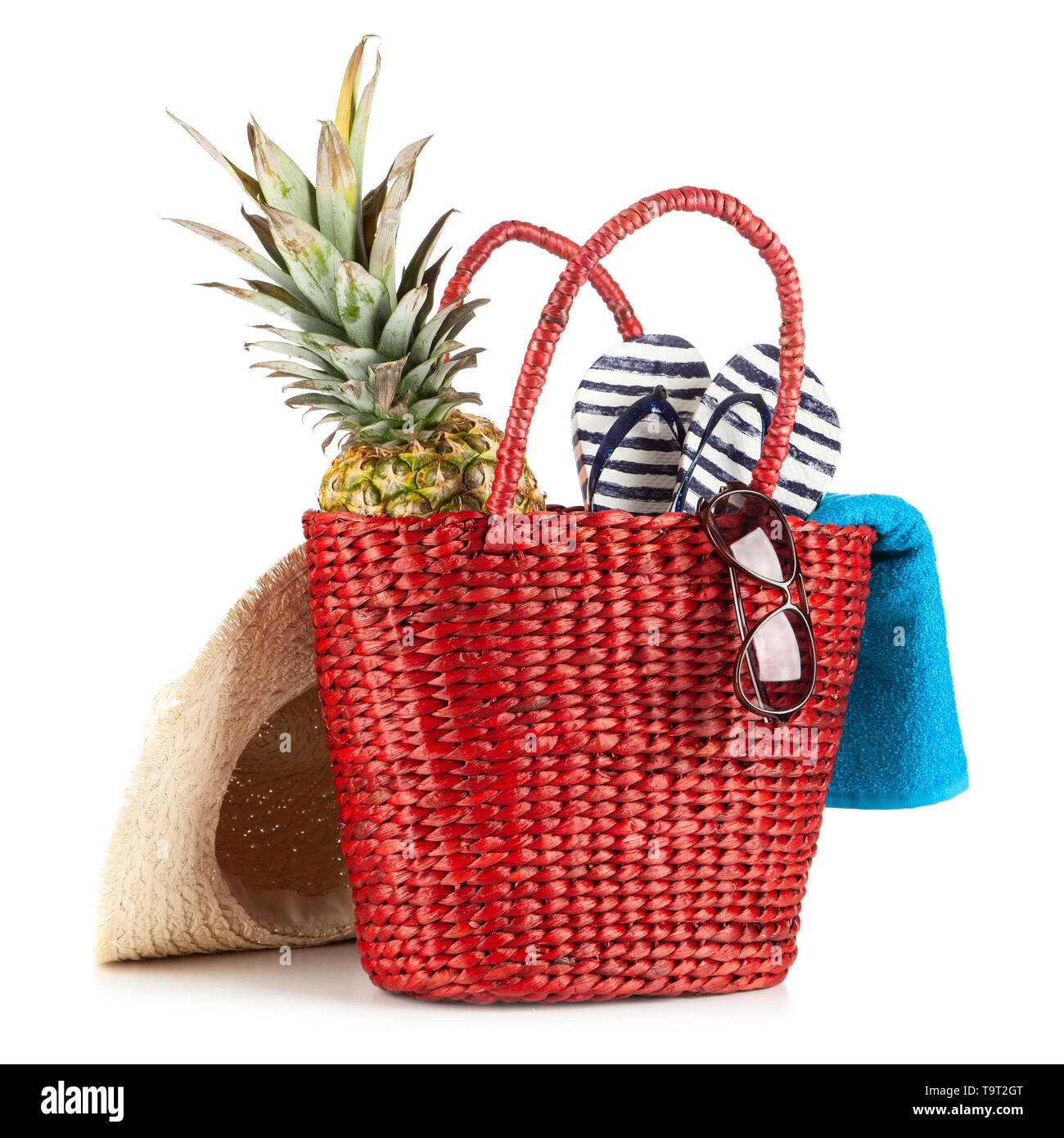 Red beach bag isolated on white background Stock Photo Alamy