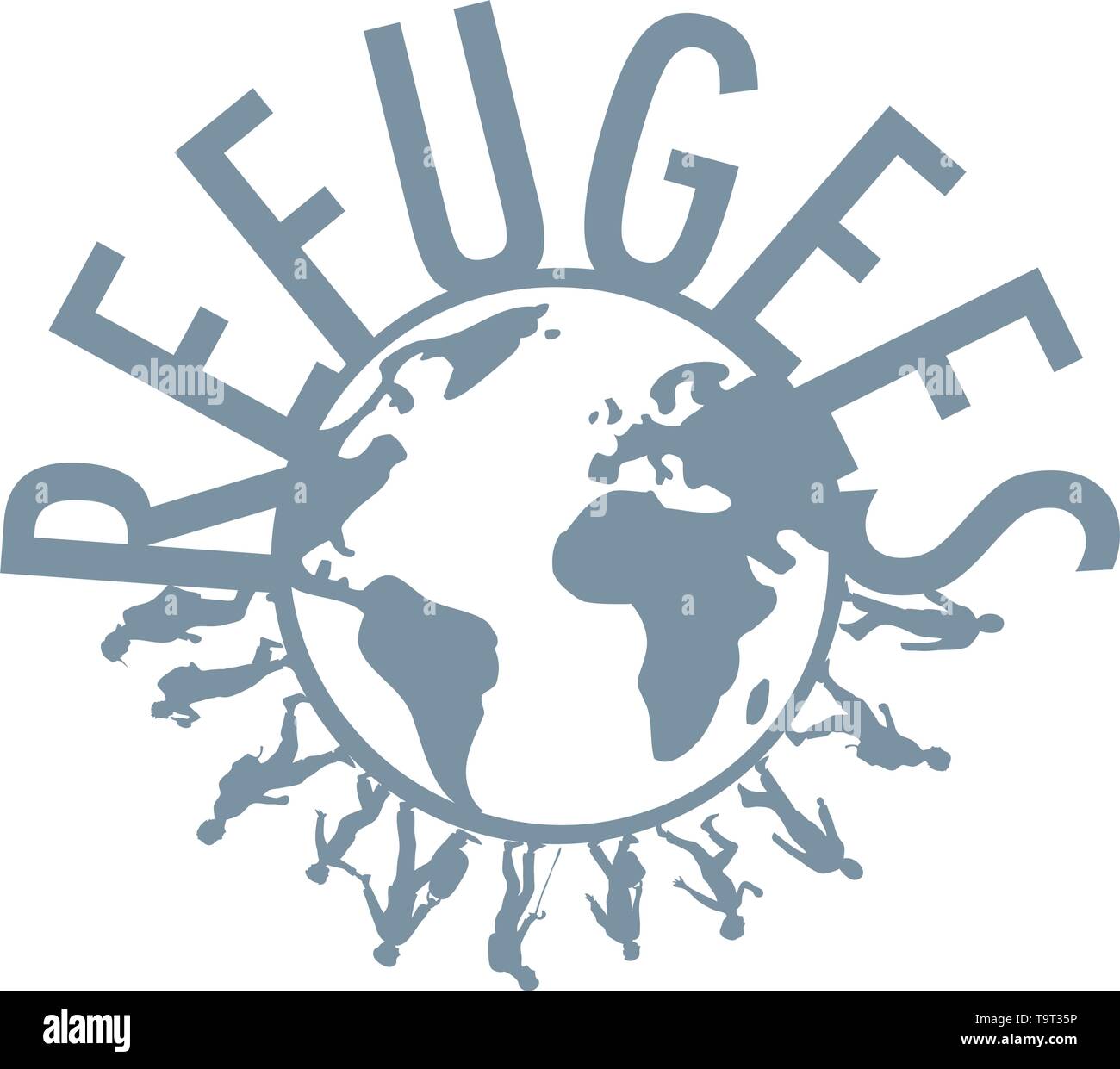 Refugee word concept around the world Stock Vector