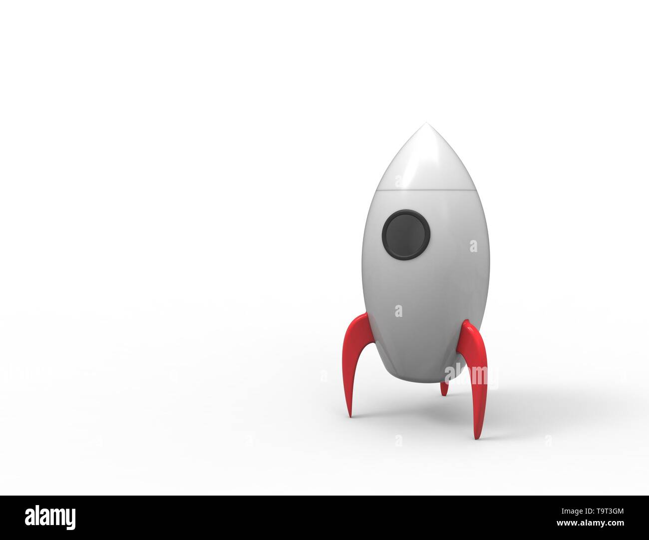 3D rendering of cartoon toy rocket ioslated on white background Stock ...