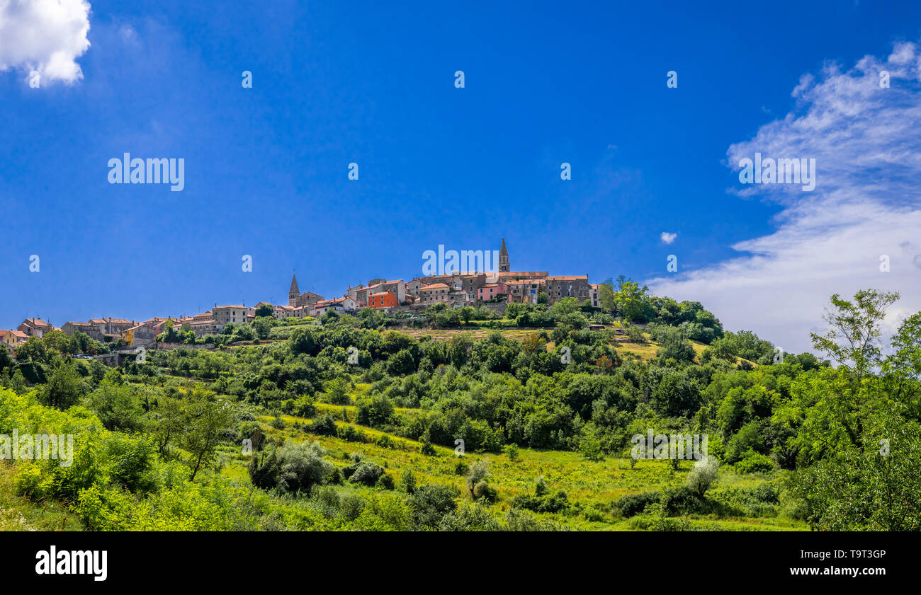 Look at Buje in the Mirna valley, Istrien, Croatia, Europe, Blick auf Buje im Mirna-Tal, Kroatien, Europa Stock Photo