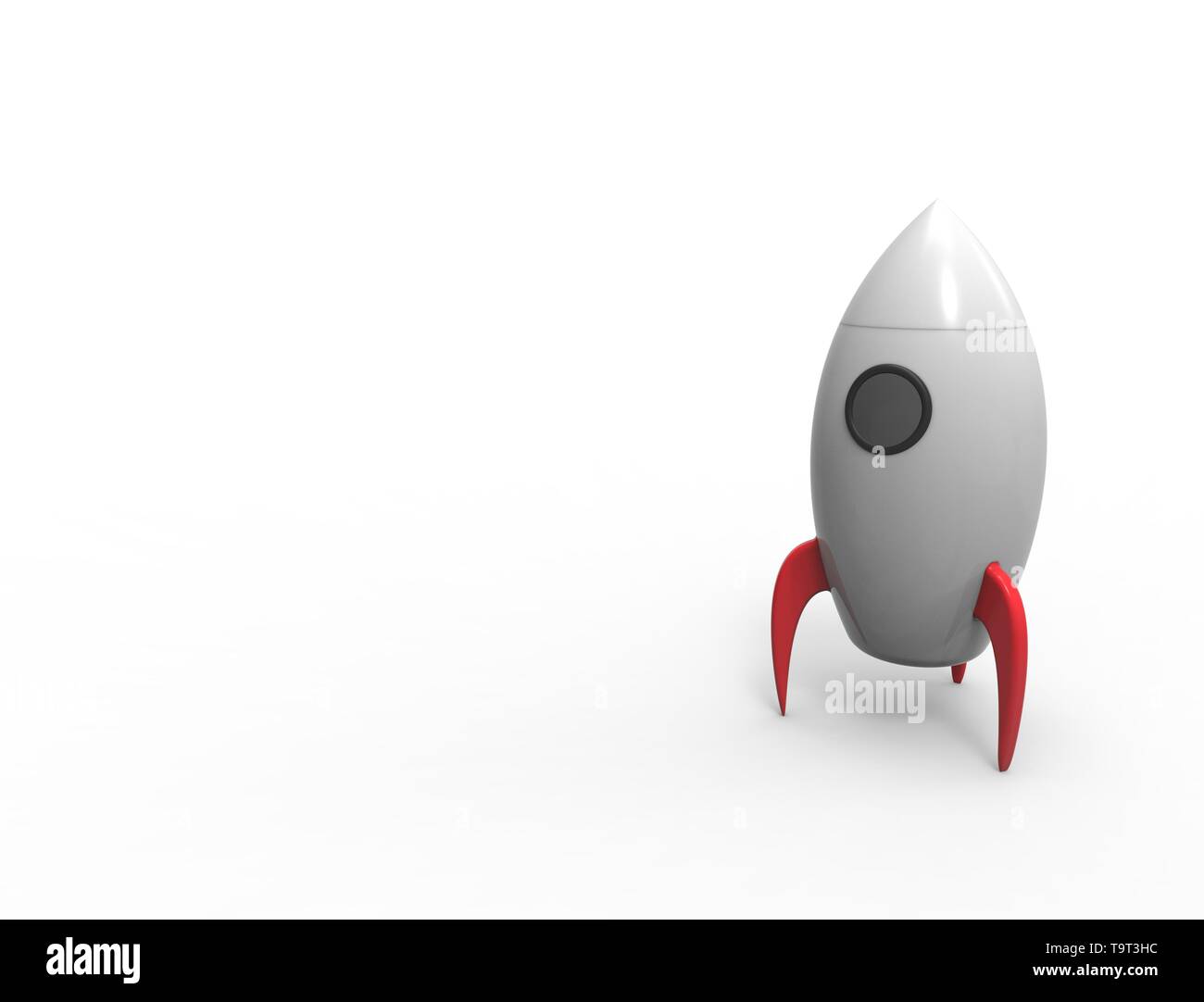 3D rendering of cartoon toy rocket ioslated on white background Stock ...
