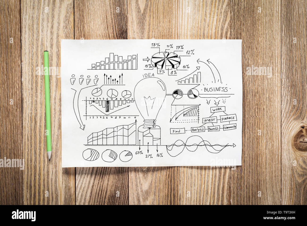 Business infographics pencil hand drawn Stock Photo