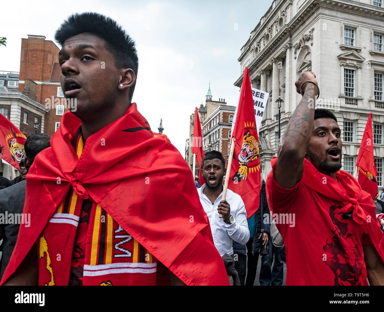 On the tenth anniversary, Tamils gather in London to remember the genocide of 2009 when the Tamil people were massacred at the hands of the Sri Lankan military. Over 140,000 Tamil people were unaccounted for. Stock Photo