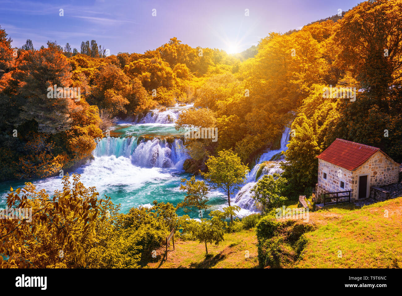 Krka National Park With Autumn Colors Of Trees Famous Travel Destination In Dalmatia Of Croatia Krka Waterfalls In The Krka National Park In Autumn Stock Photo Alamy