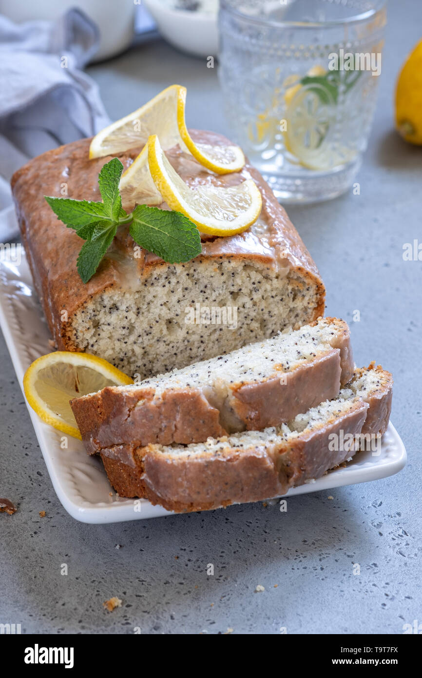 Lemon and poppy seed pound cake Stock Photo Alamy