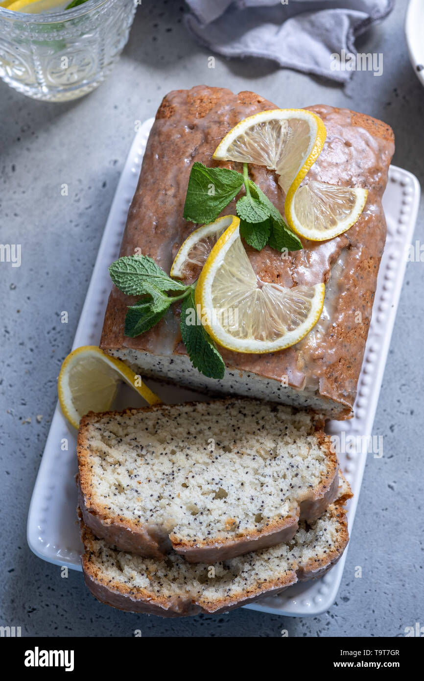 Lemon and poppy seed pound cake Stock Photo Alamy