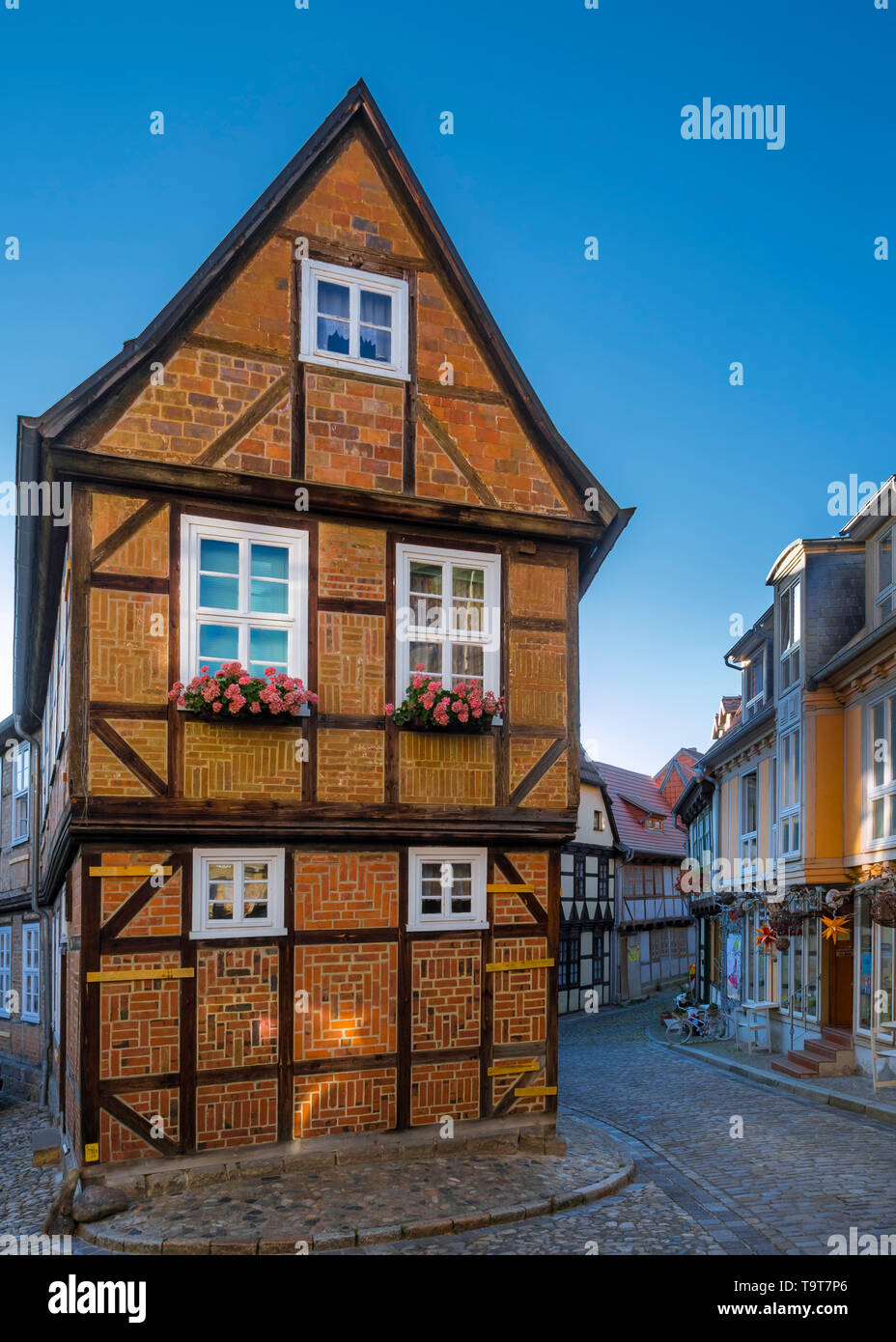 Half-timbered house in the finch cooker, Quedlinburg, UNESCO world heritage, resin, Saxony-Anhalt, Germany, Europe, Fachwerkhaus im Finkenherd, UNESCO Stock Photo