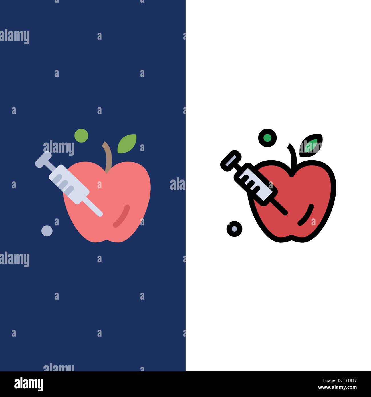 Apple, Gravity, Science  Icons. Flat and Line Filled Icon Set Vector Blue Background Stock Vector