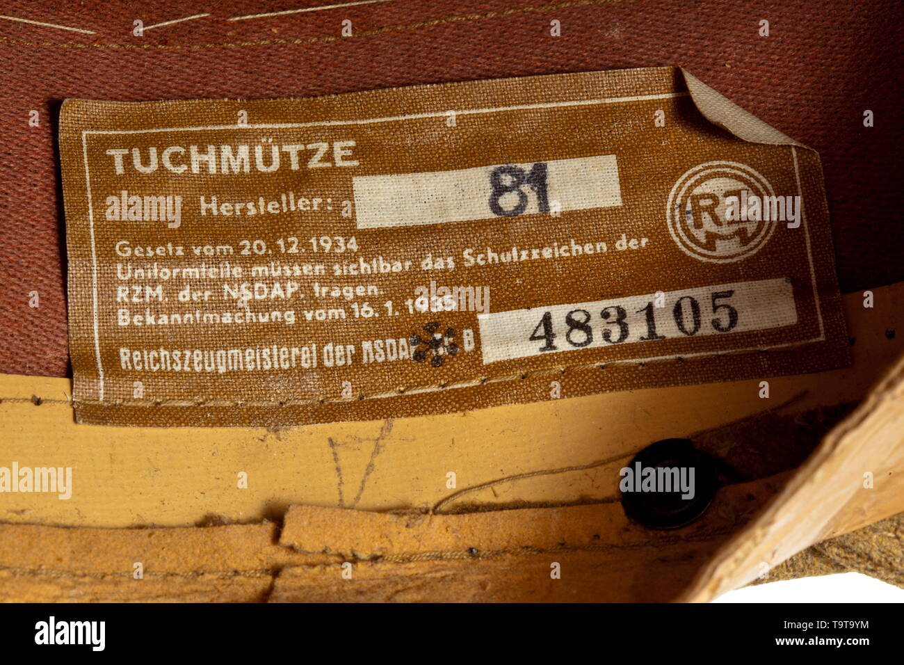 A kepi for a Sturmbannführer of an SA group staff depot piece with RZM tag historic, historical, 20th century, Editorial-Use-Only Stock Photo