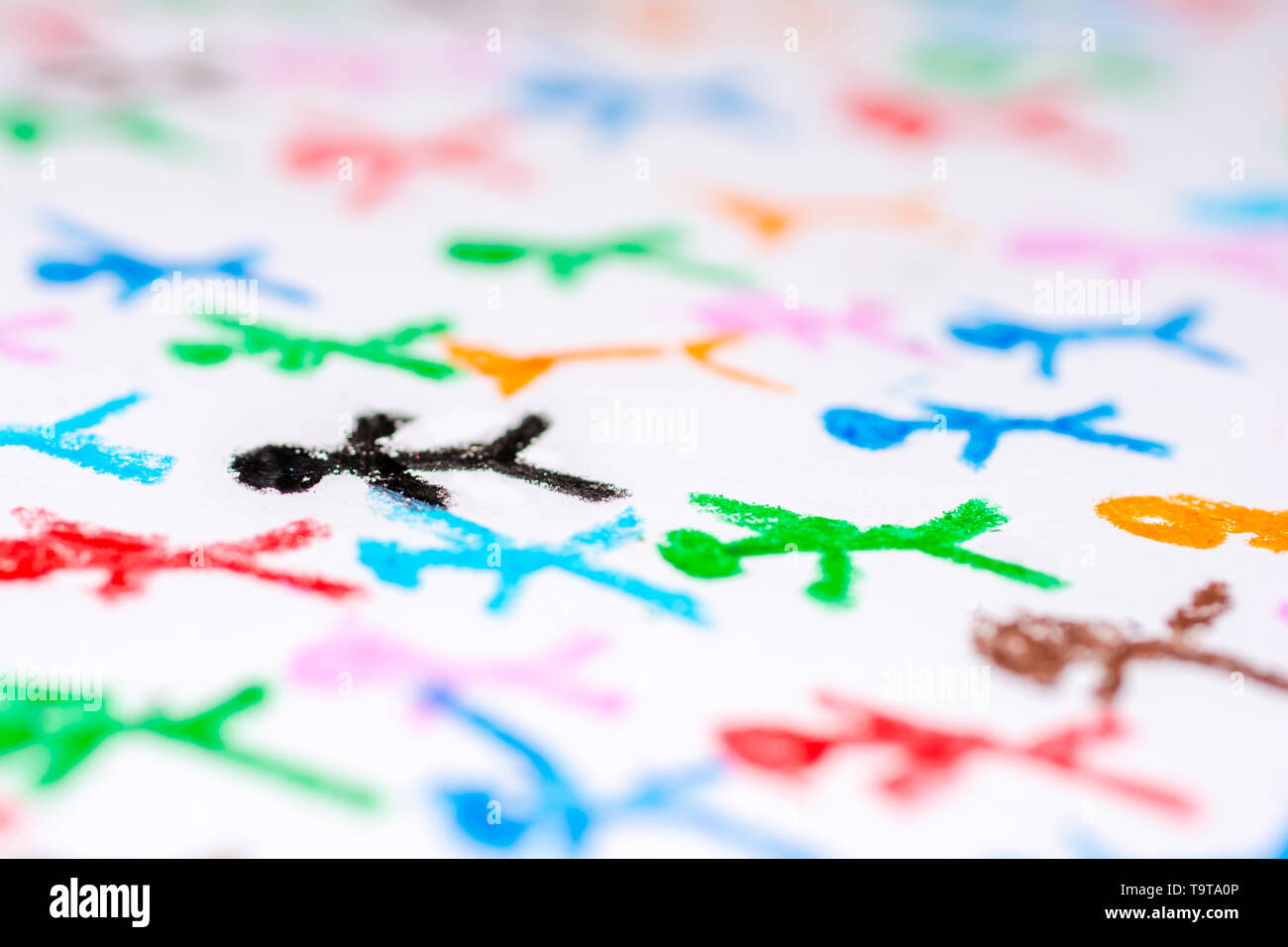 Colored texture of stick figures Stock Photo