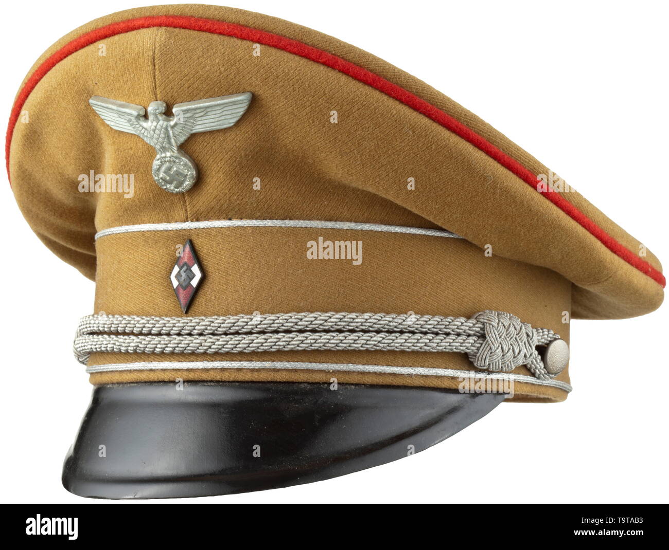 A visor cap M 37 for a cadre unit- to junior banner leader of the Hitler Youth depot piece with RZM tag historic, historical, 20th century, Additional-Rights-Clearance-Info-Not-Available Stock Photo