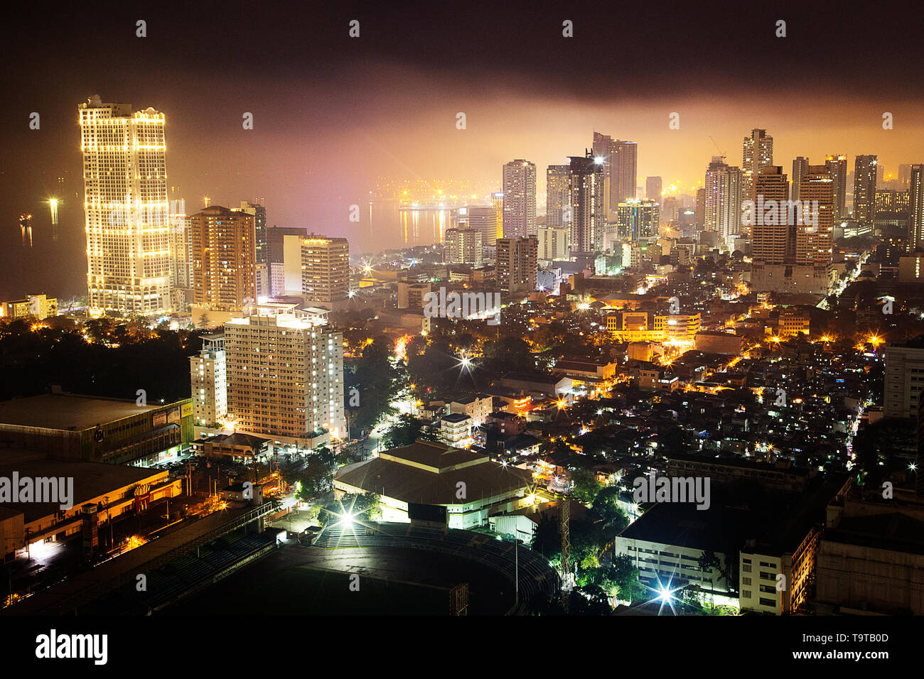 Night view of Manila from above Stock Photo