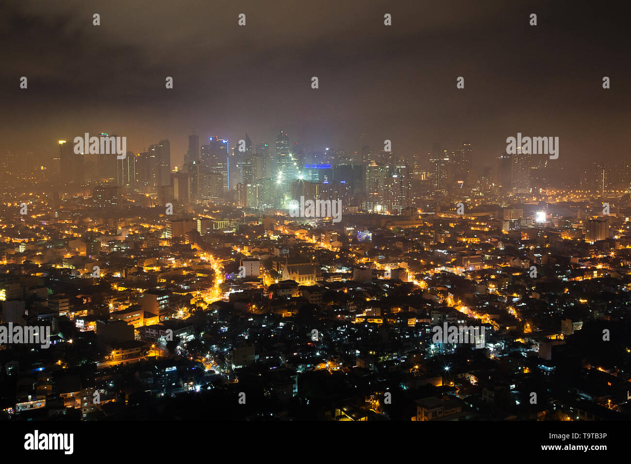 Night view of Makati (Metro Manila) from above Stock Photo