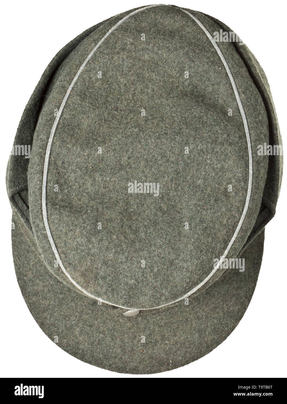 A field cap M 43 for army officers Field-grey woollen cloth with continuous officer's braid, two grained aluminium buttons, BeVo-woven eagle (officer's version) in T-form, grey inner liner, grey leather sweatband of replacement material. historic, historical, army, armies, armed forces, military, militaria, object, objects, stills, clipping, clippings, cut out, cut-out, cut-outs, 20th century, Editorial-Use-Only Stock Photo
