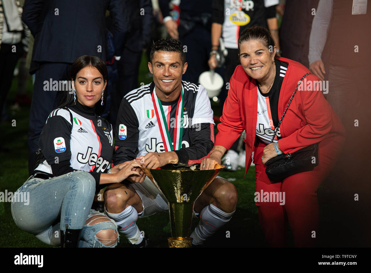 Cristiano Ronaldo Georgina Rodriguez And Maria Dolores Dos Santos Aveiro Celebrates The Championship Victory During The Serie A Football Match Juve Stock Photo Alamy