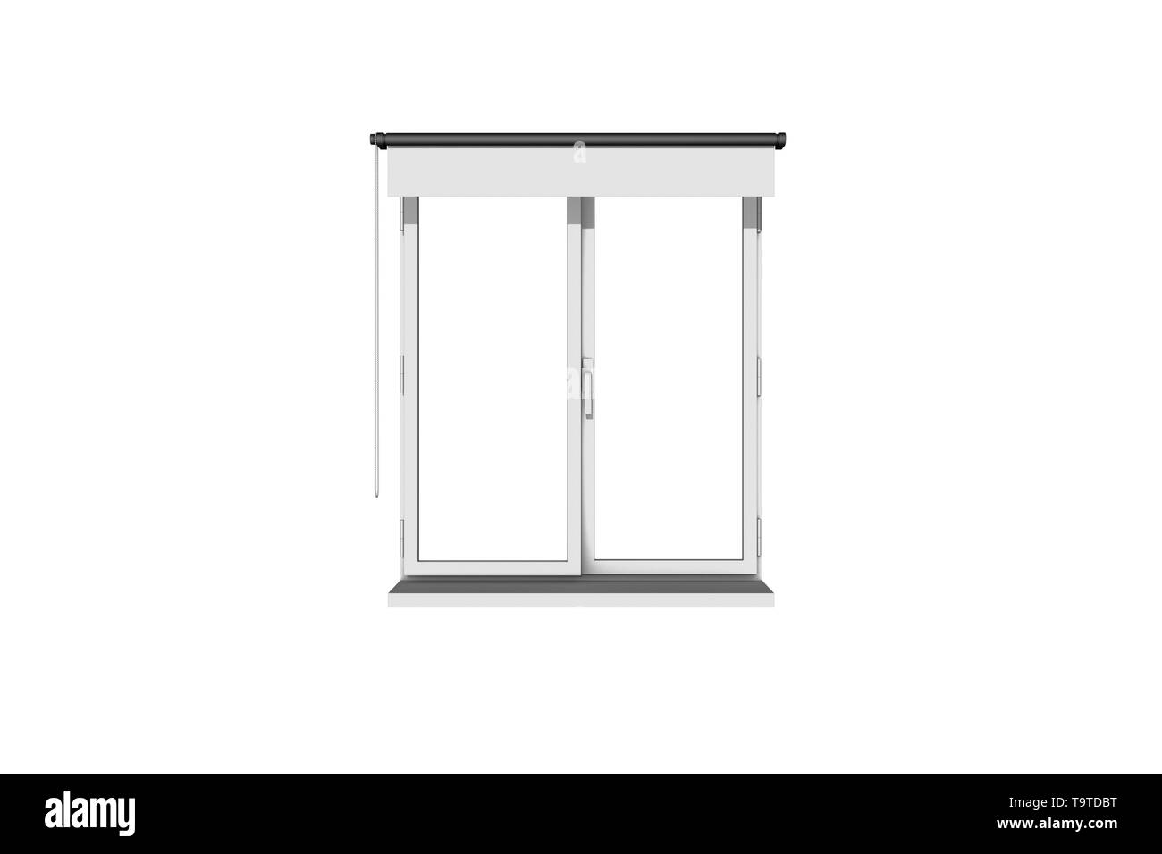 3d rendering, white blank plastic window template frame, isolated on