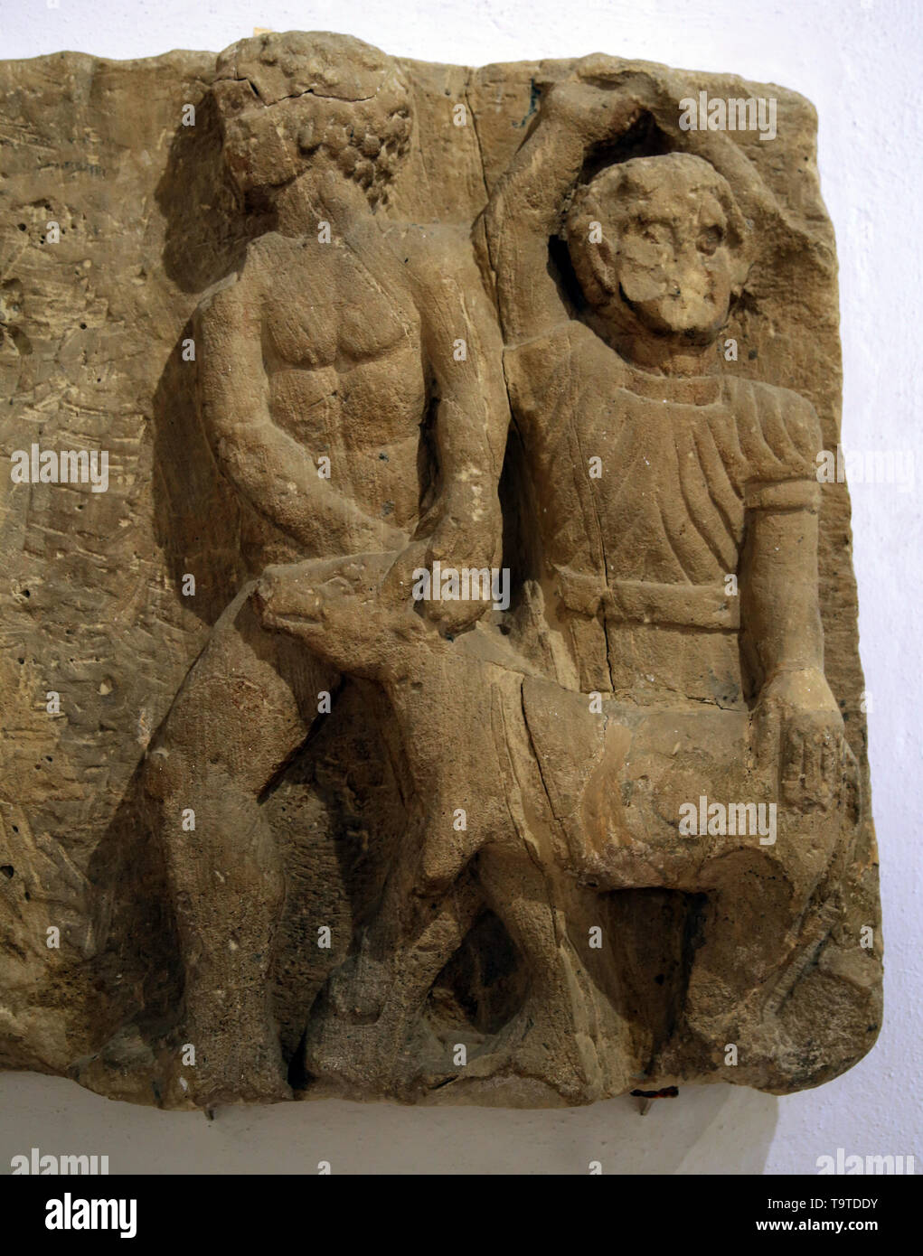 Sacrifice scene. Iberian-Turdetania. Estepa, Spain. Pre-roman peoples. Archaeological Museum of Seville. Spain. Stock Photo