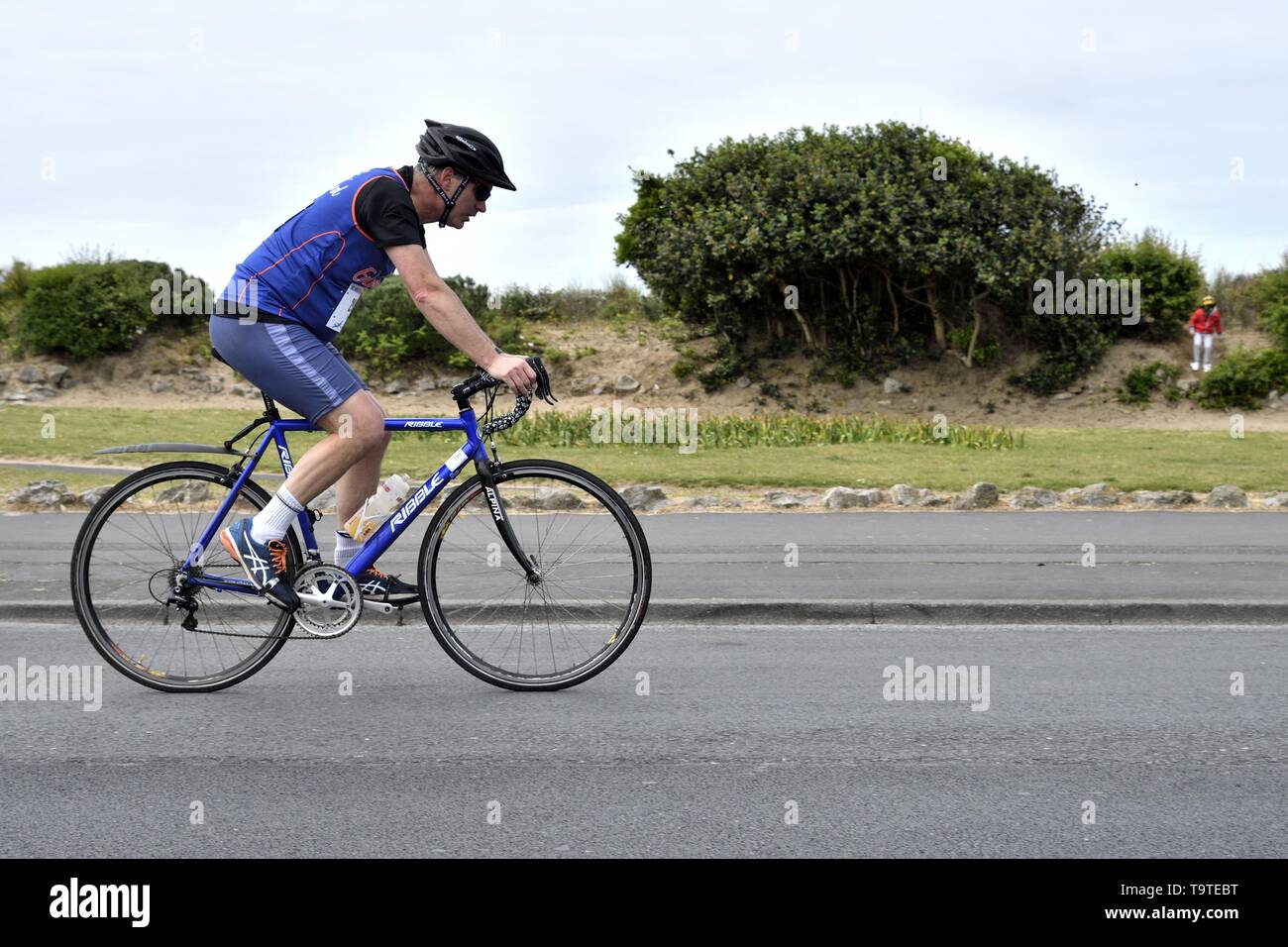 May 19th 2019 St AnnesTriathlon. Male and female triathletes competing in the cycling part of the event. Stock Photo
