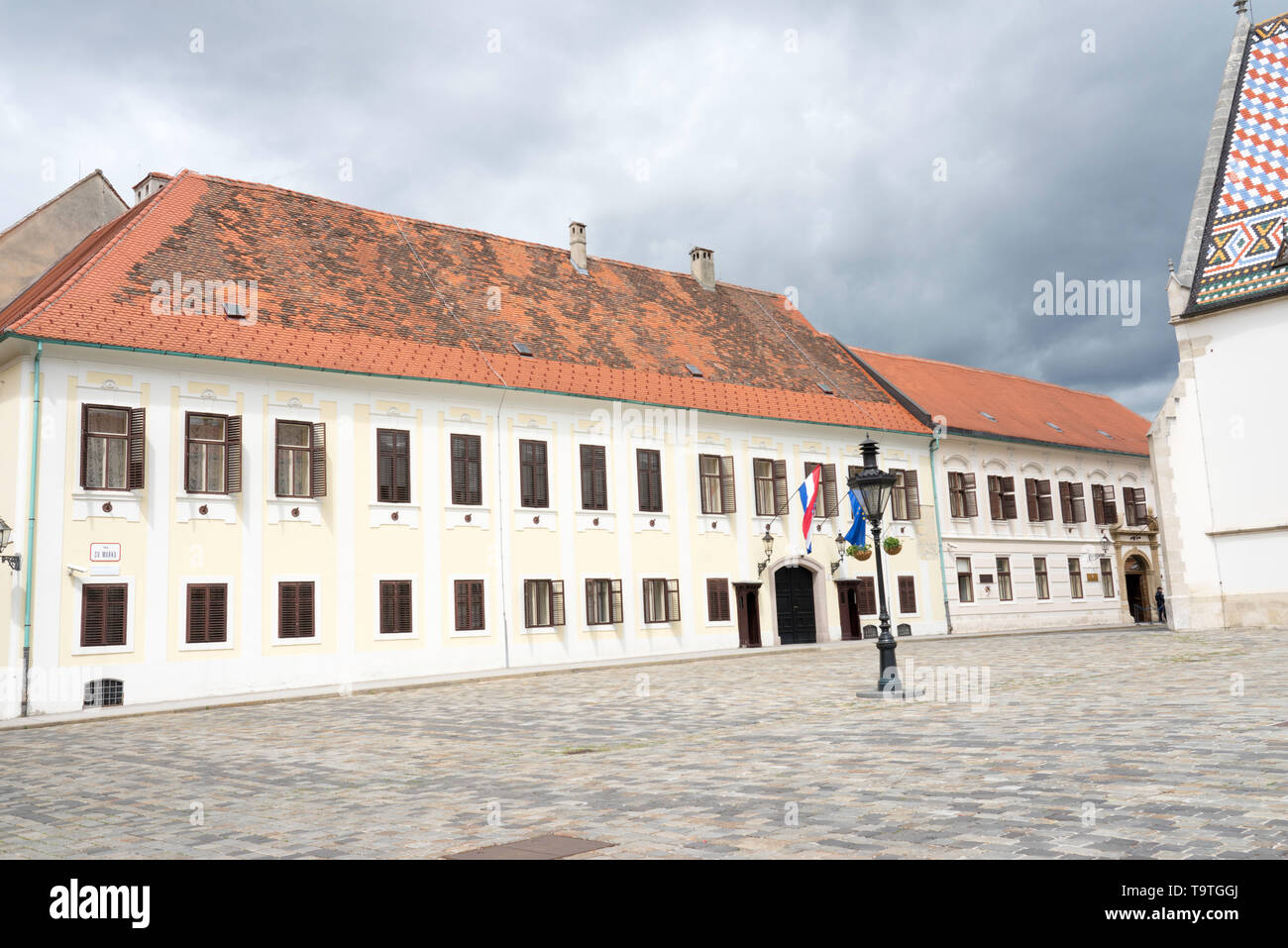 Zagreb, Croatia - Banski dvori Croatian seat of Government on the St. Mark's Square Stock Photo