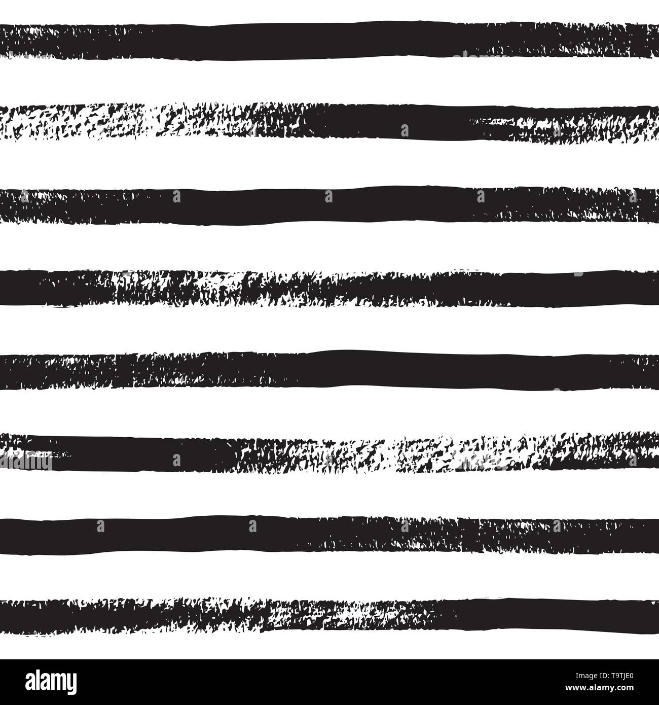 Stripe Line Brush seamless pattern in monochrome. Vector grunge background with black brush strokes. Hand drawn horizontal strip texture. Stock Vector