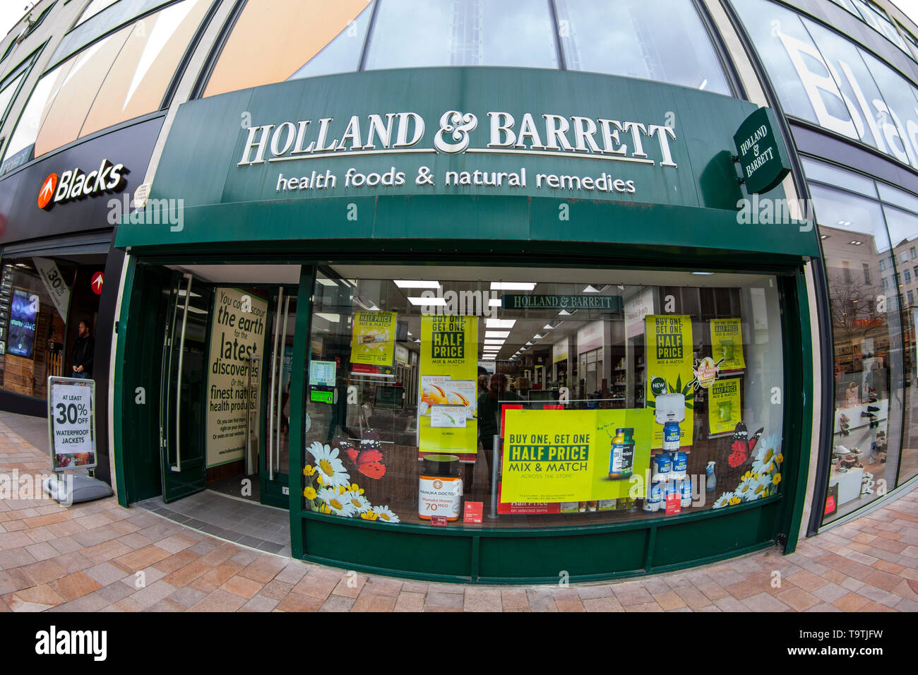 Holland & Barrett, fisheye view Stock Photo