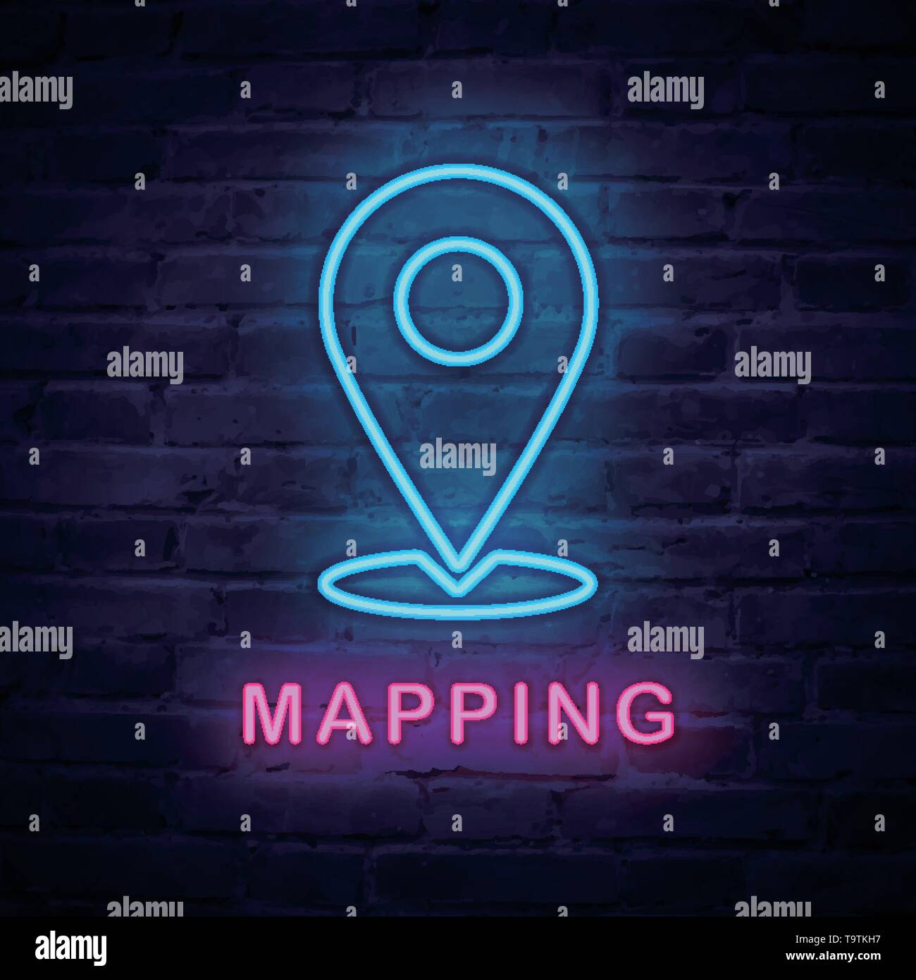 Vector illuminated neon light icon sign mapping tag. Ideal for both ...
