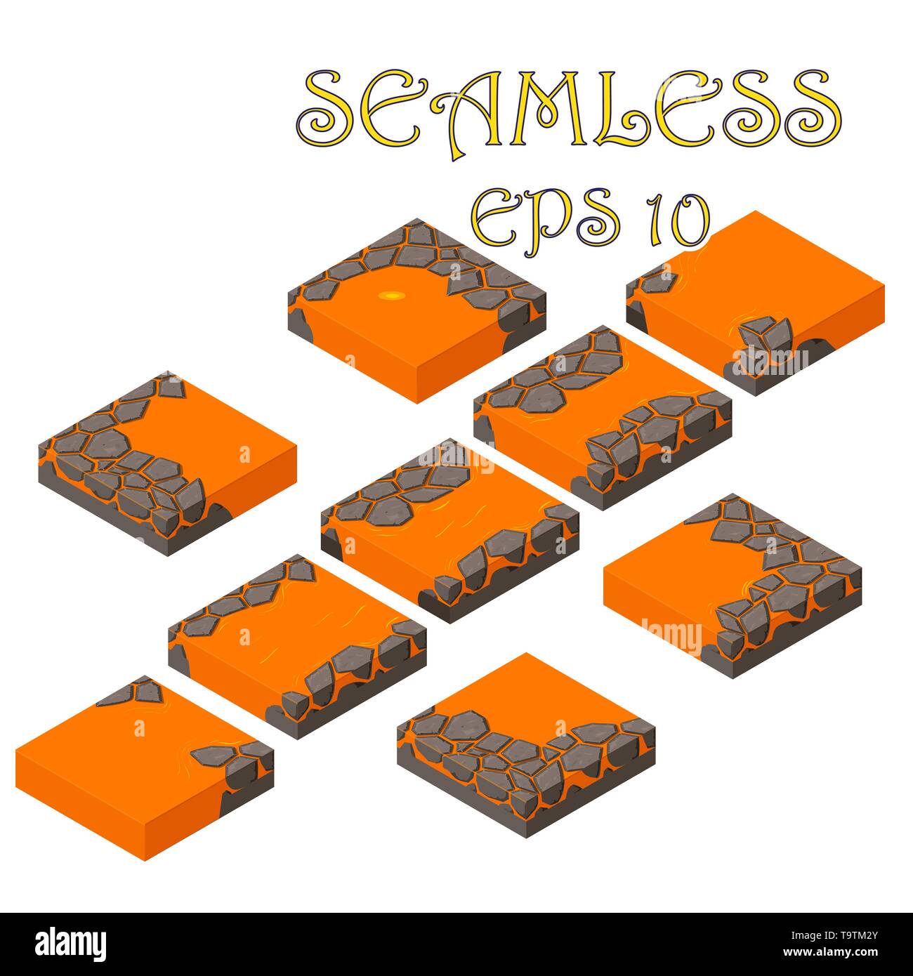 Isometric vector lava cube seamless Stock Vector