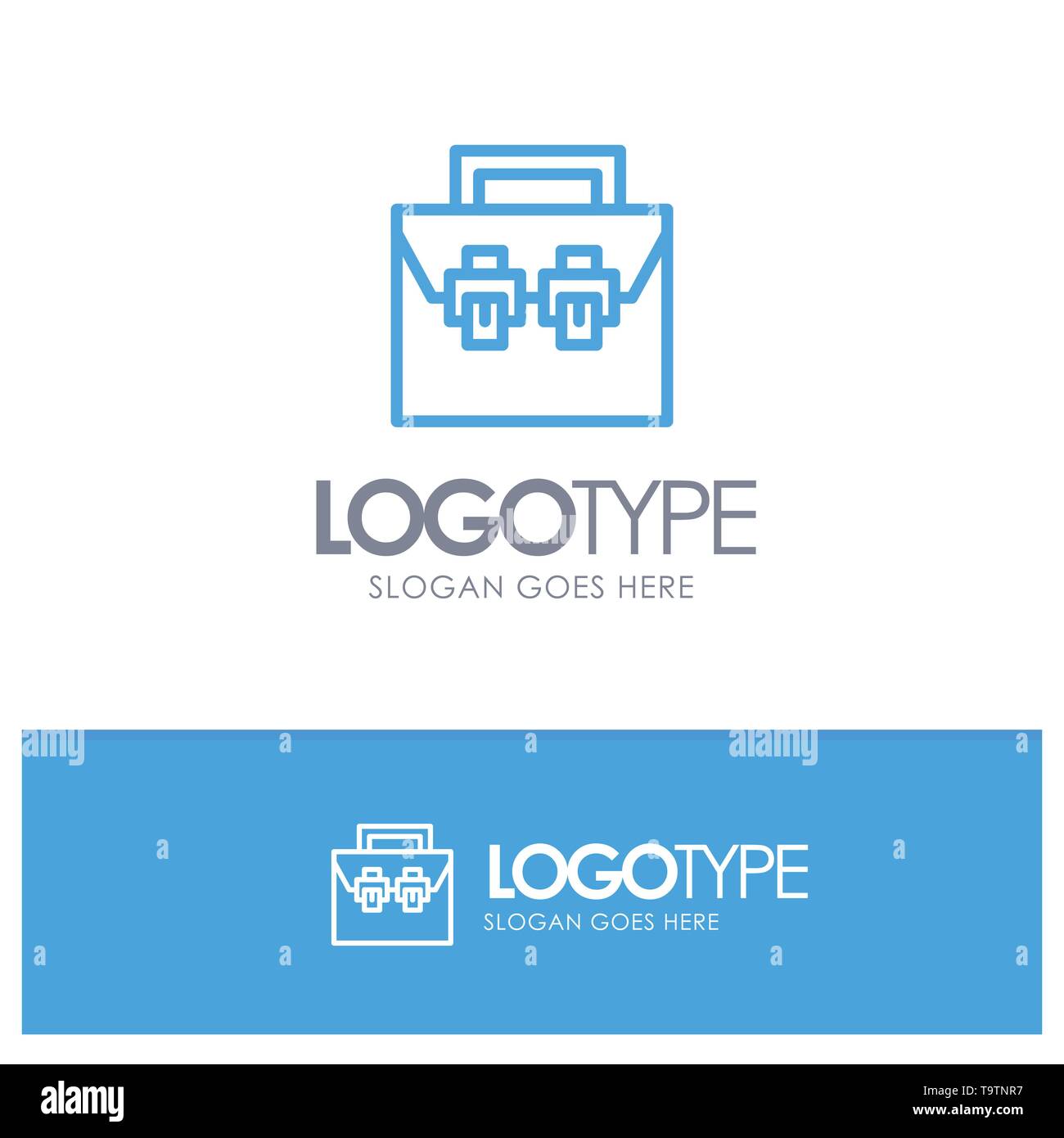Bag, Box, Construction, Material, Toolkit Blue Outline Logo Place for