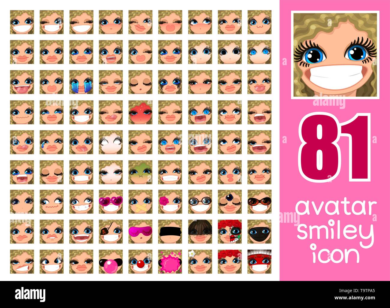 vector SET-81 social media avatars for girl Stock Vector Image & Art ...