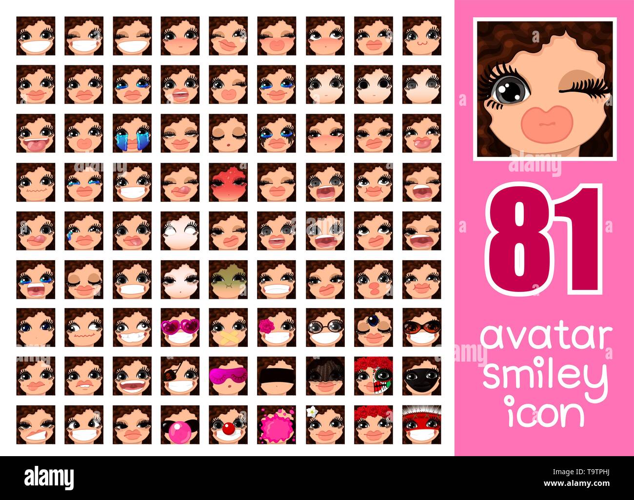 vector SET-81 social media avatars for girl Stock Vector Image & Art ...