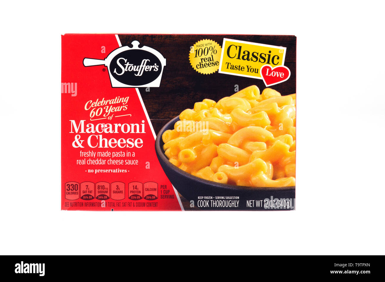 Stouffer’s Classic Macaroni & Cheese frozen food box Stock Photo