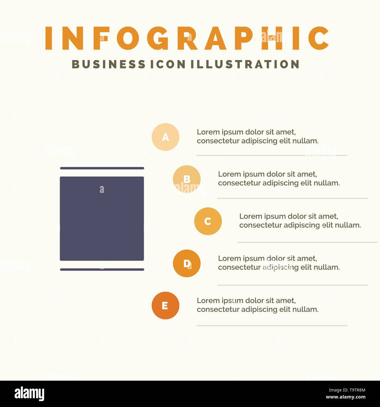 Gallery, Instagram, Sets, Timeline Solid Icon Infographics 5 Steps Presentation Background Stock Vector