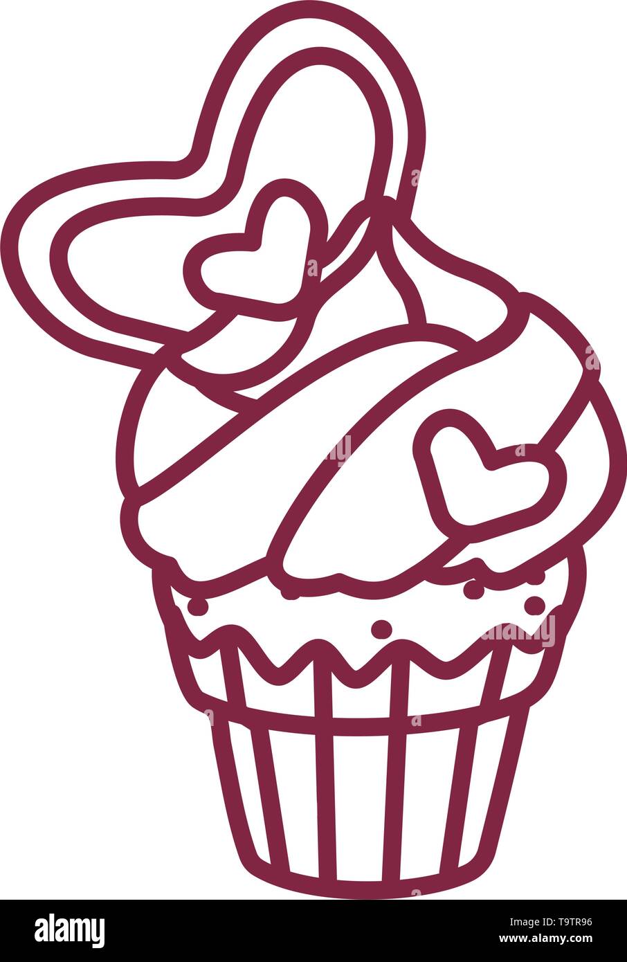 vector cute cupcake sweets coloring book page Stock Vector
