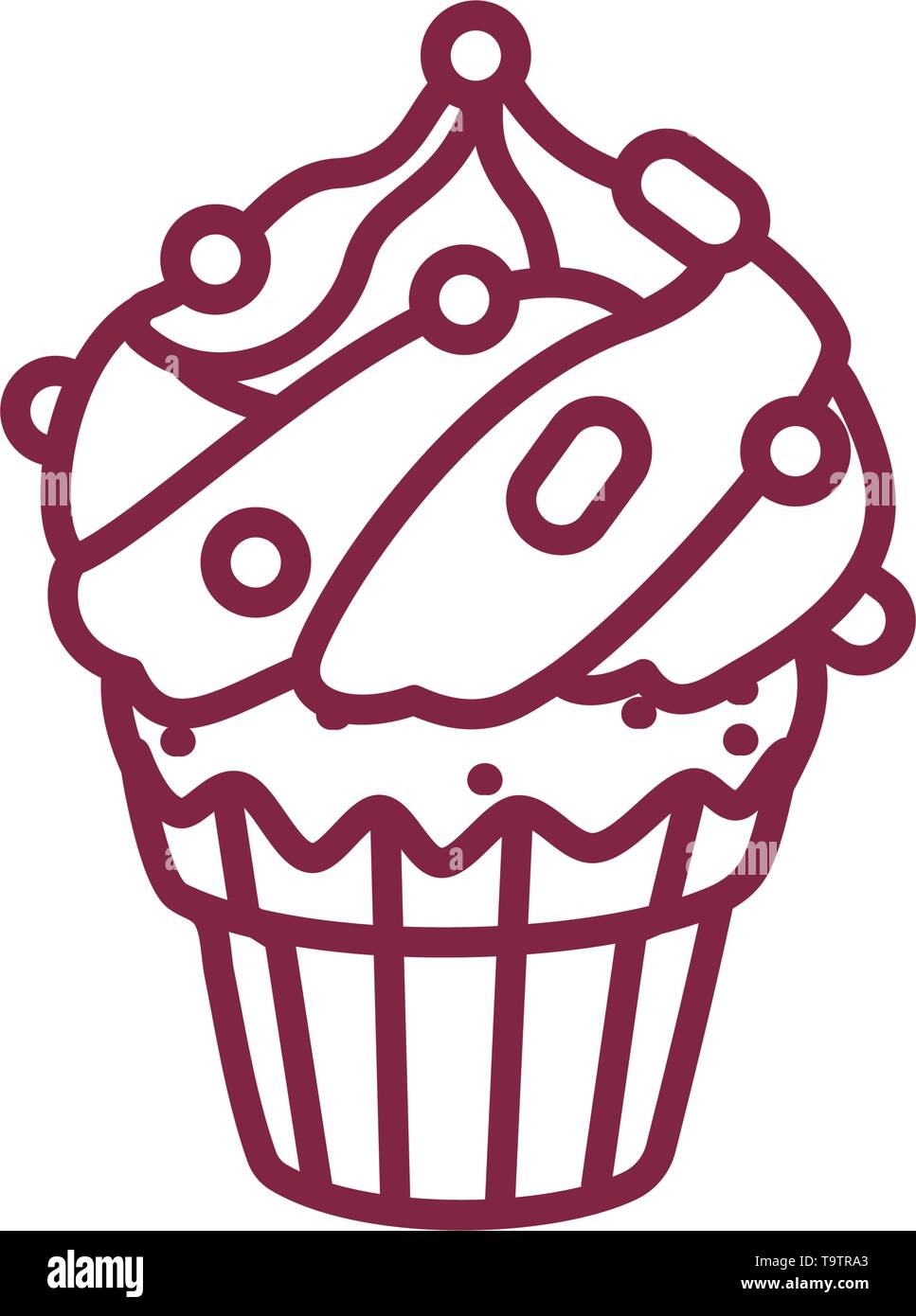 vector cute cupcake sweets coloring book page Stock Vector Image & Art ...