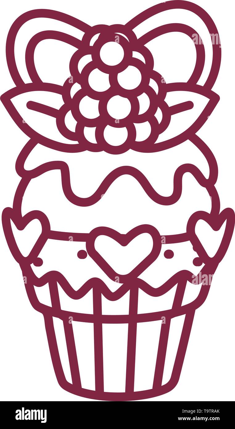vector cute cupcake sweets coloring book page Stock Vector