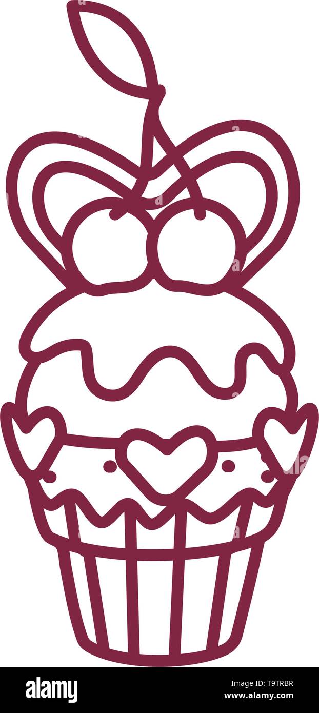 vector cute cupcake sweets coloring book page Stock Vector Image & Art ...