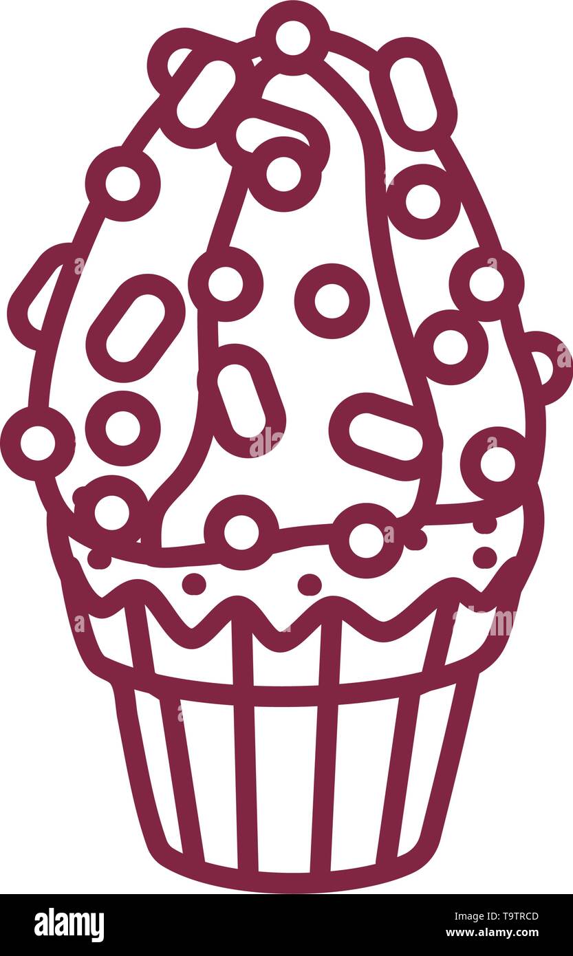 vector cute cupcake sweets coloring book page Stock Vector Image & Art ...