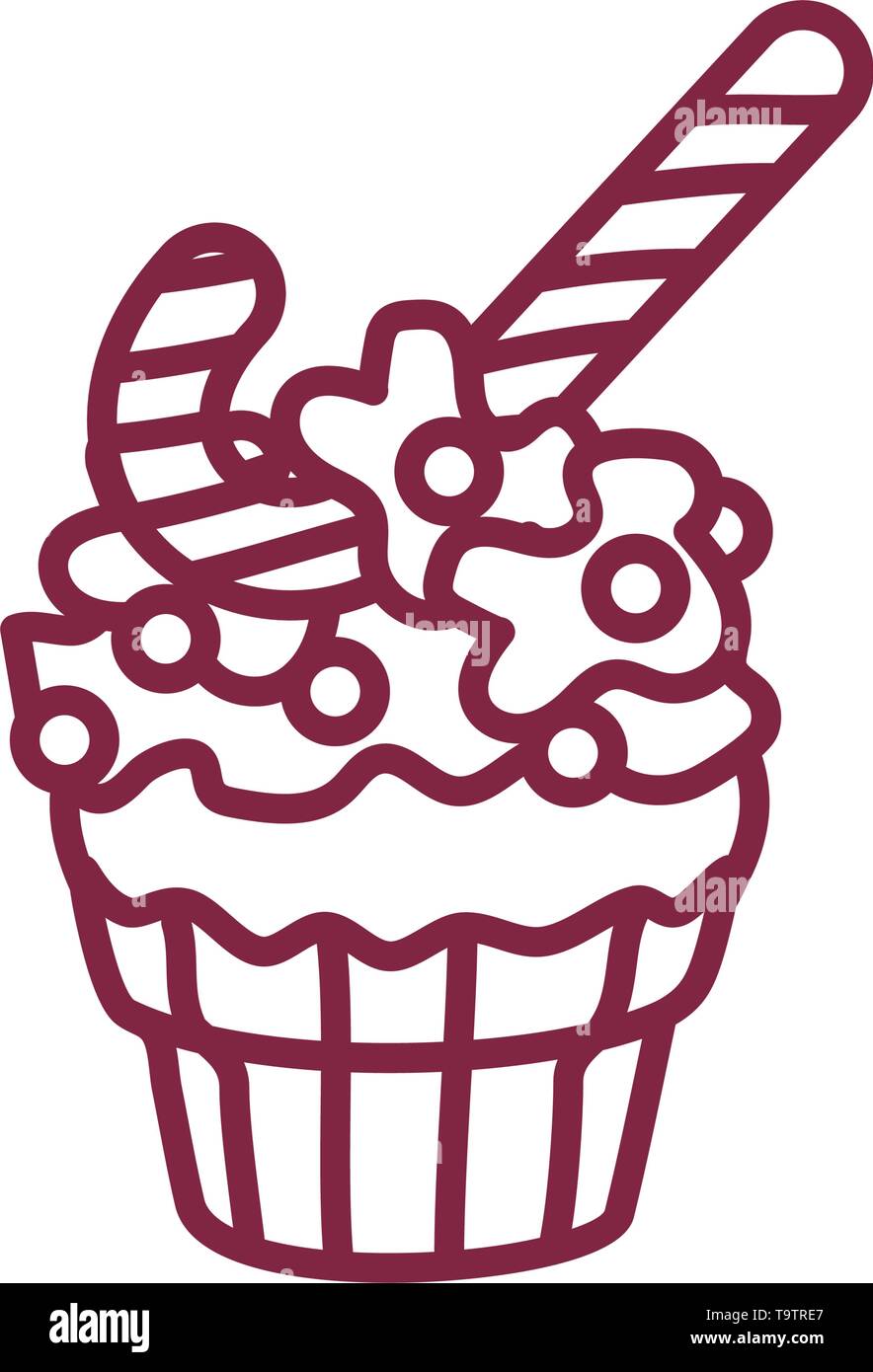 vector cute cupcake sweets coloring book page Stock Vector Image & Art ...