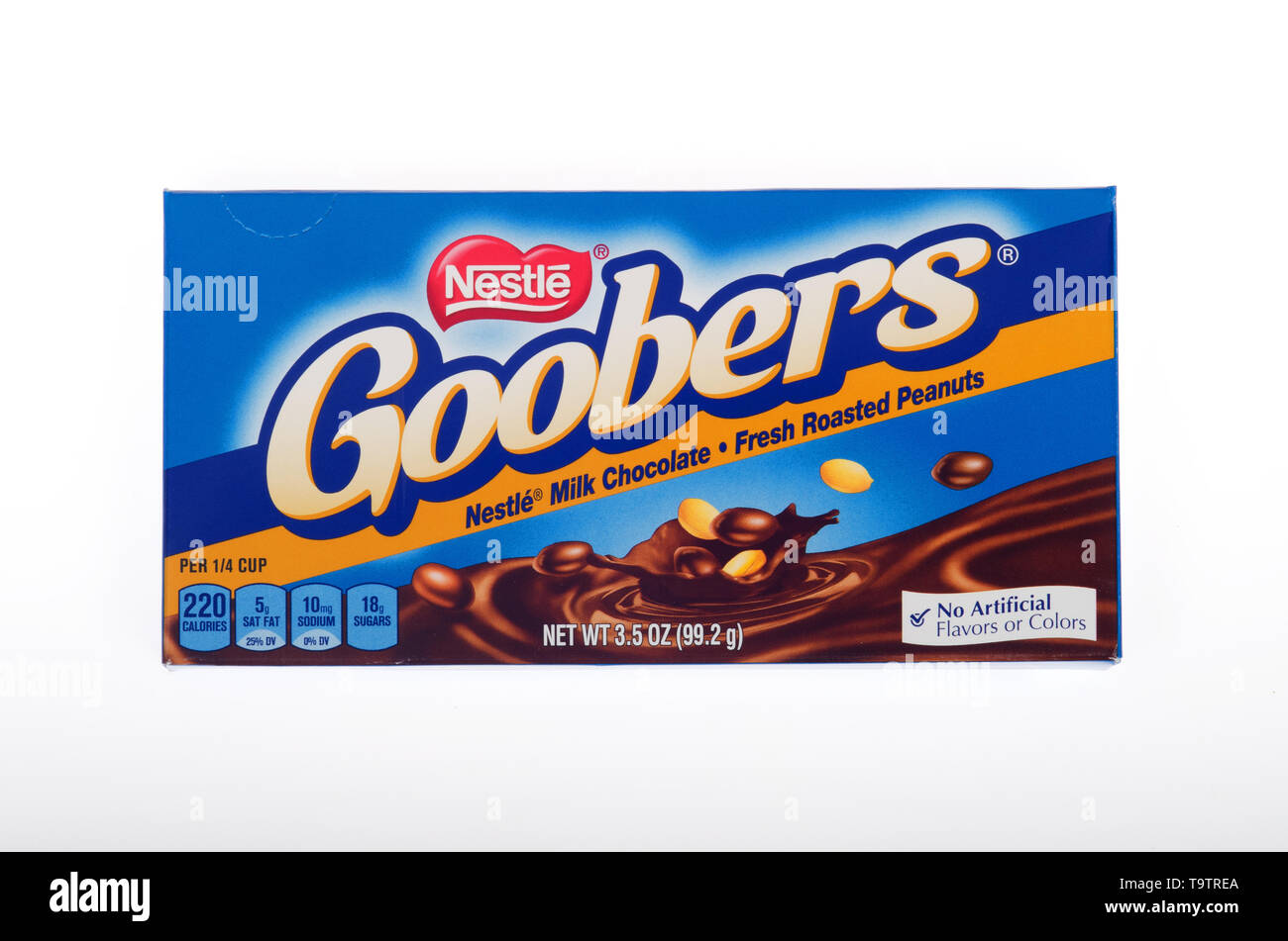 Nestle Goobers milk chocolate and roasted peanuts candy box Stock